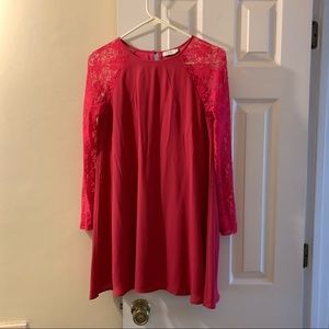 Tobi long lace sleeves pink dress